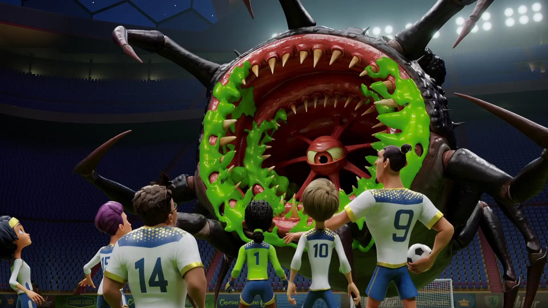 قهرمانان انیمیشن The Soccer Football Movie در برابر یک هیولا