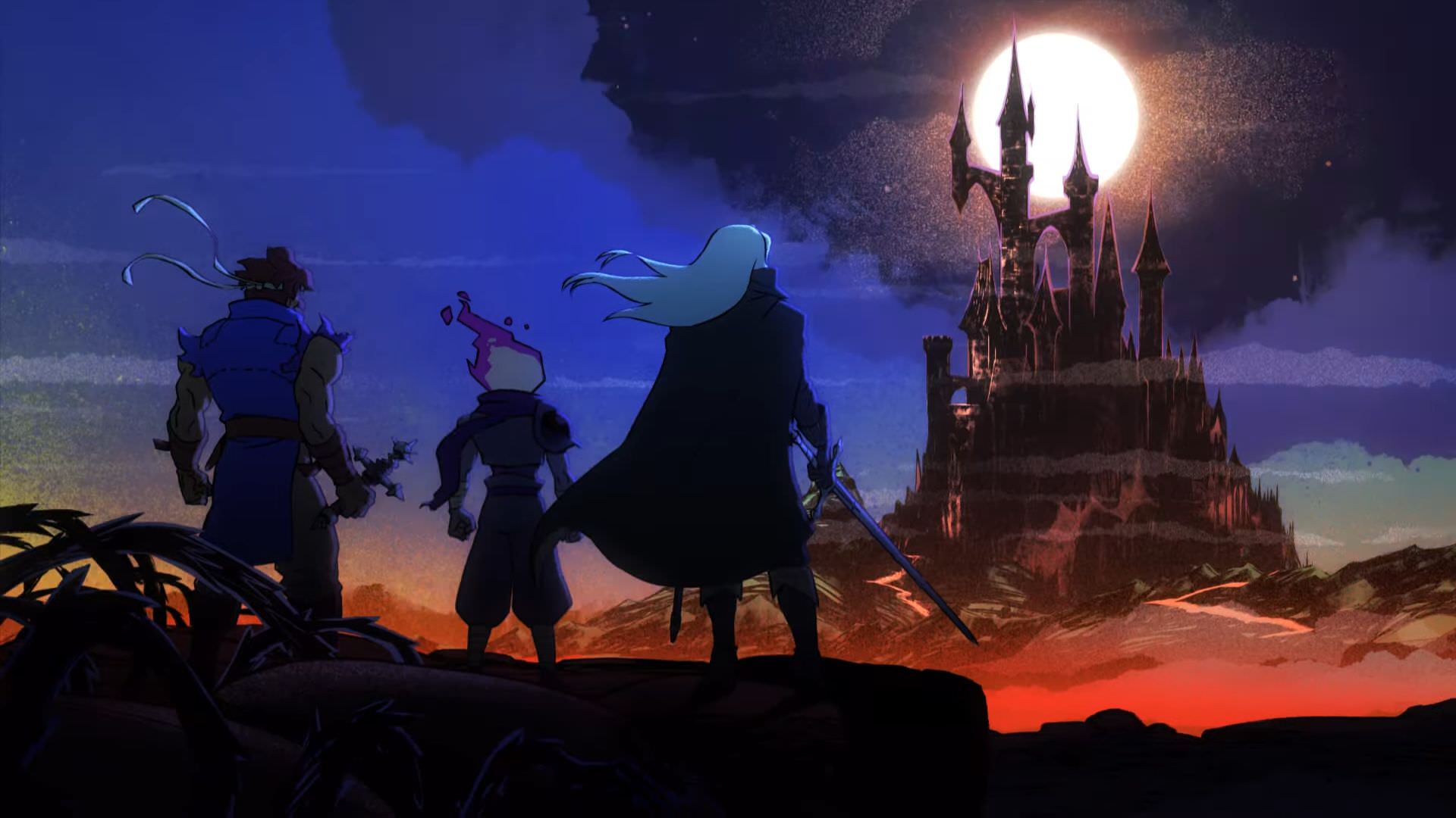 تماشای قلعه دراکولا توسط کاراکترهای بسته الحاقی Return to Castlevania بازی Dead Cells