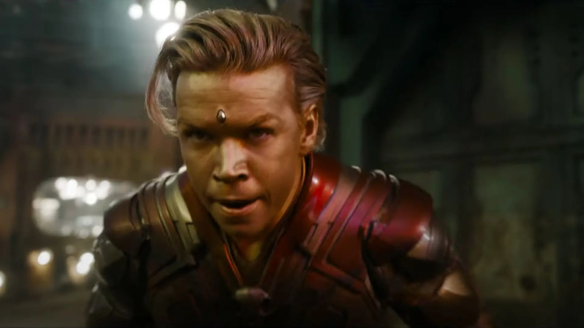 نگاه عصبانی آدام وارلاک با بازی ویل پولتر در فیلم Guardians of the Galaxy Vol 3