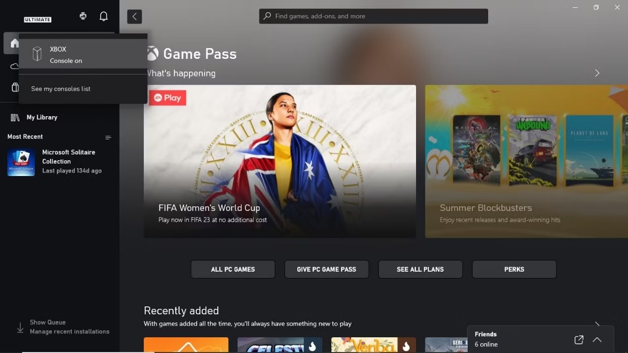 لیست کنسول در برنامه Xbox برای کامپیوتر استفاده از لپ تاپ به عنوان مانیتور Xbox