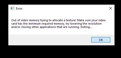 خطای out of video memory' error