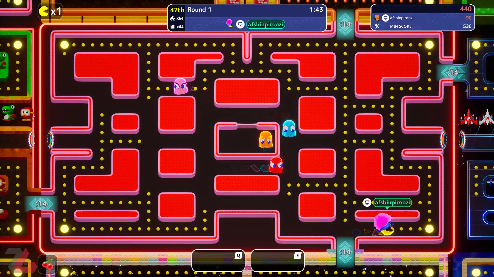 هزارتو قرمز در بازی PAC-MAN Mega Tunnel Battle: Chomp Champs