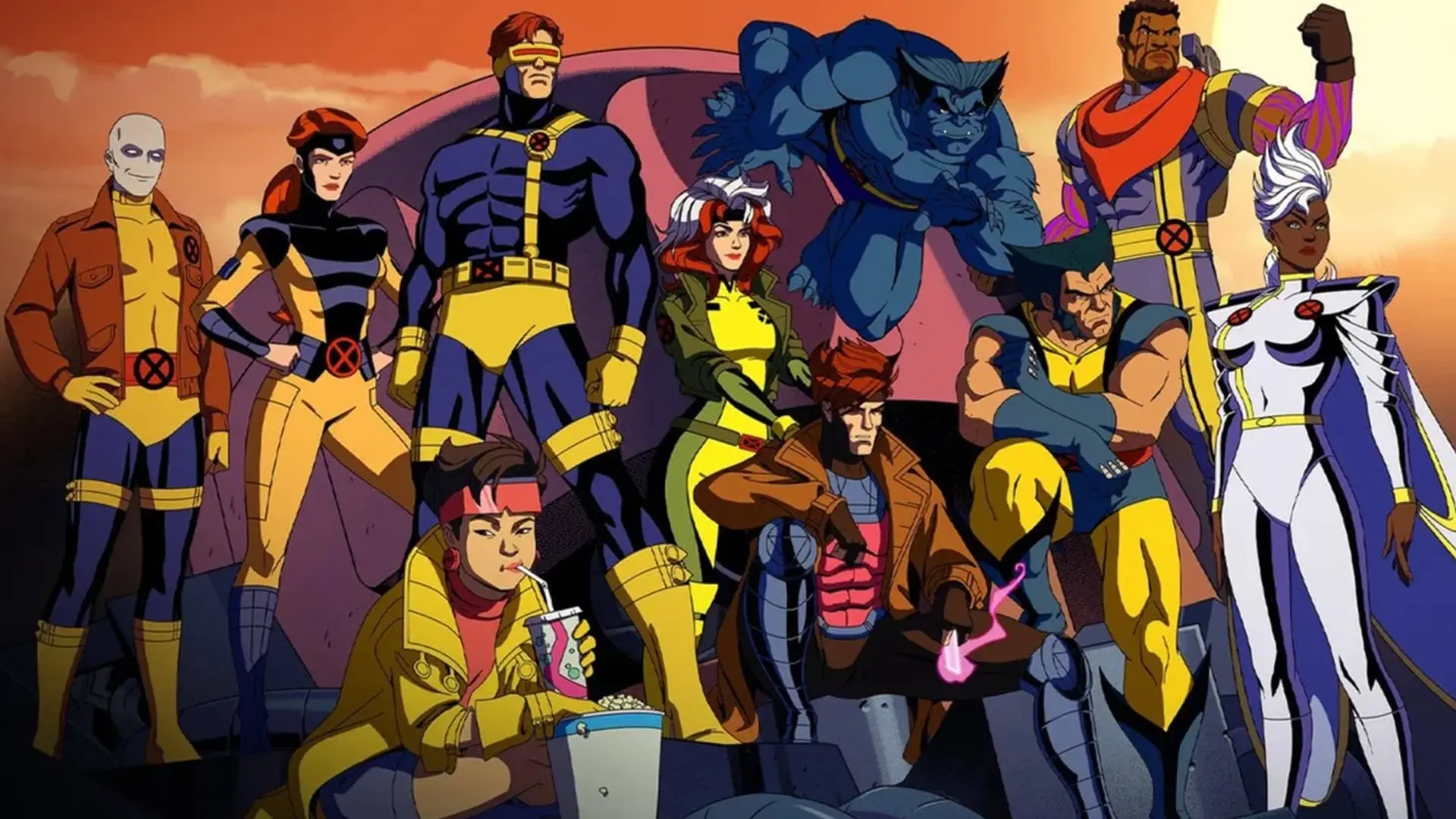 اعضای ایکس من در حال تماشا غروب در انیمیشن X-Men '97 