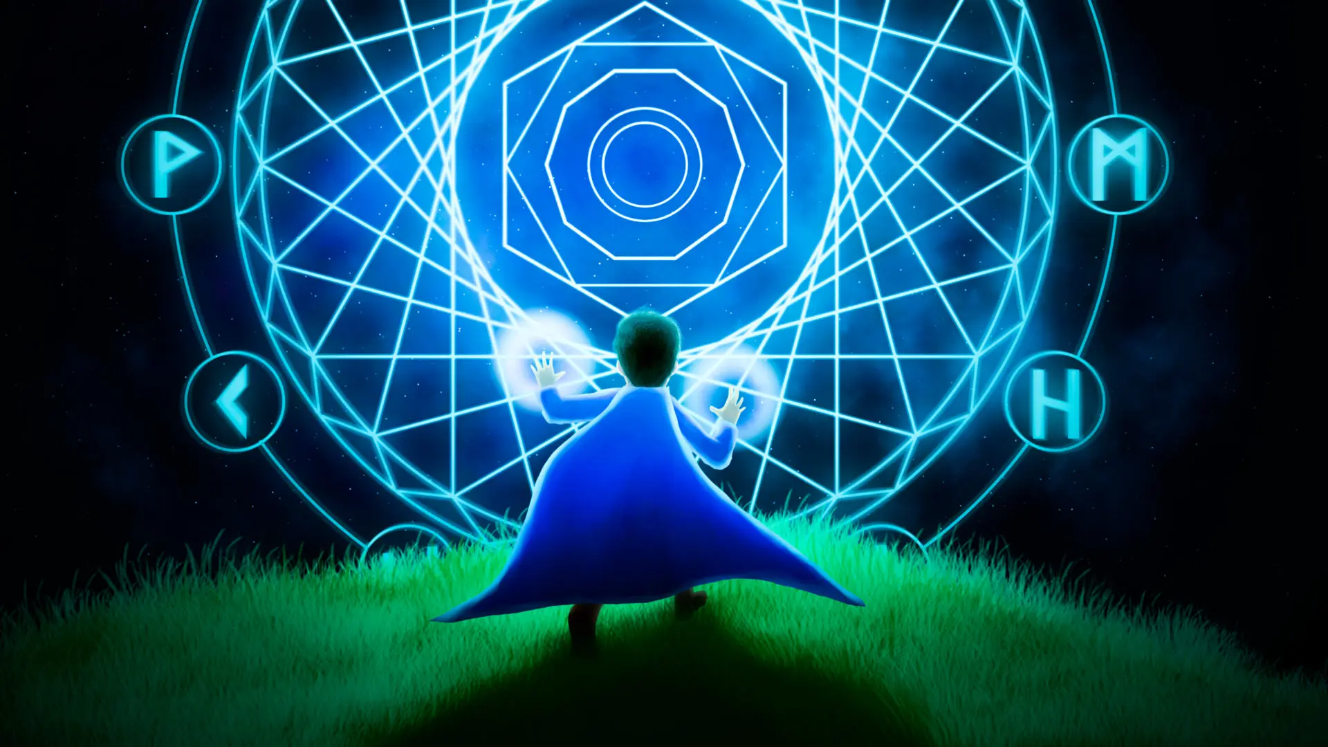 دایره جادو آبی طلسم بازیکن شنل نور کهکشان