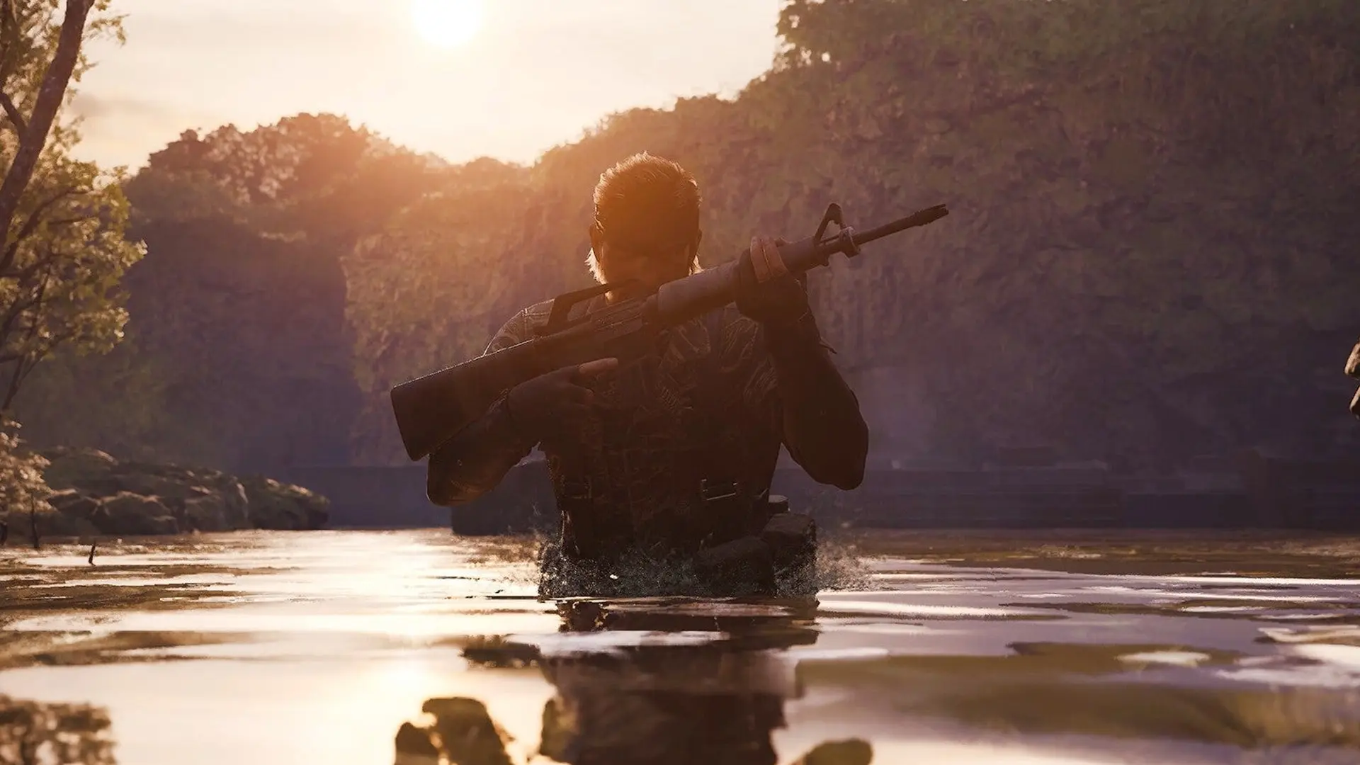 اسنیک در حال حرکت در آب در بازی Metal Gear Solid Delta: Snake Eater