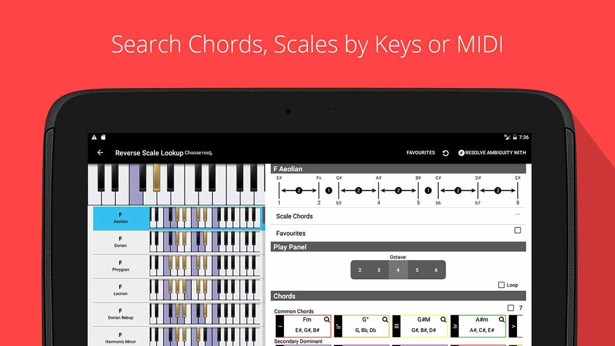 برنامه Piano Chords, Scales, Progress