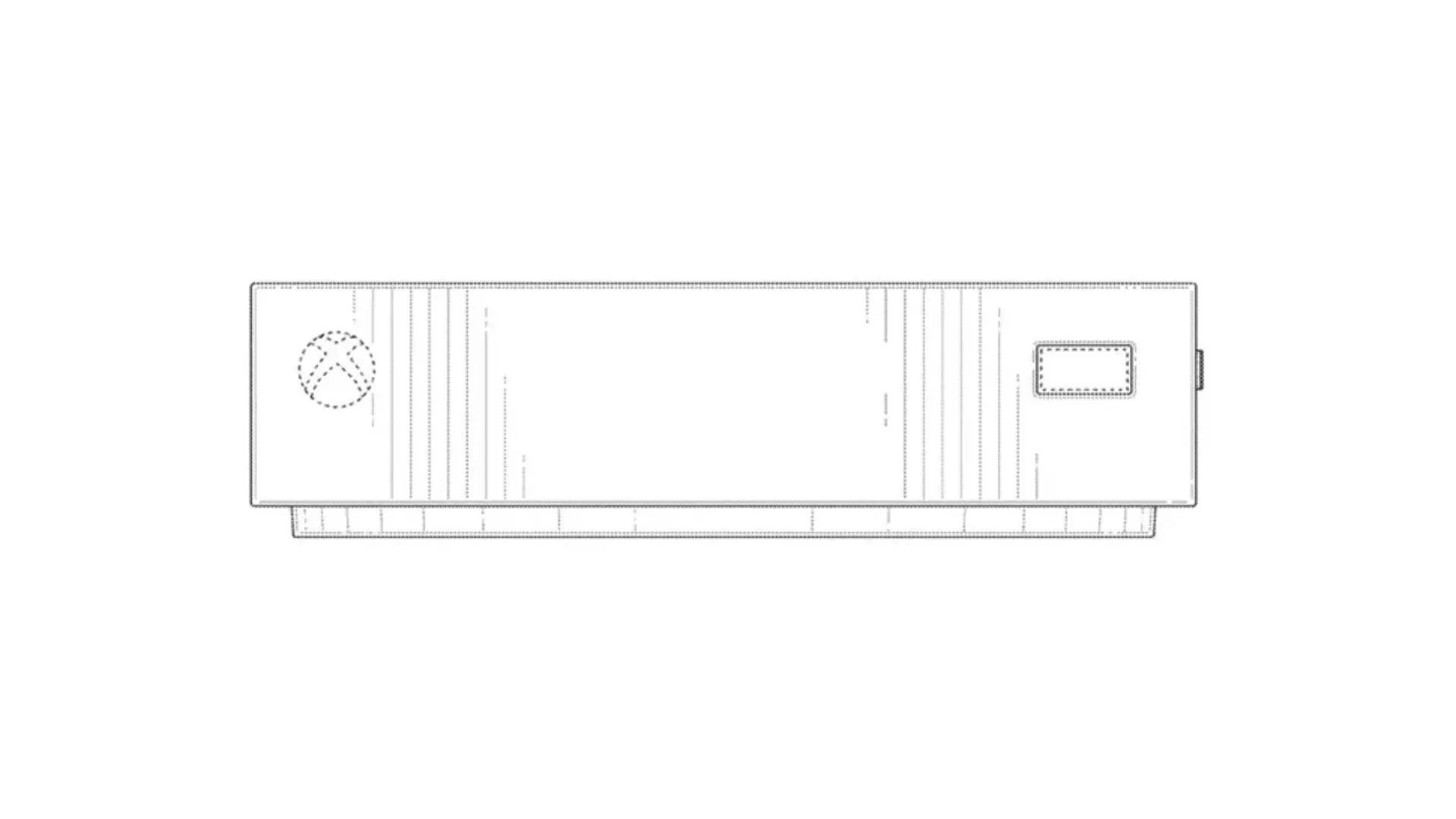 طراحی پنل جلویی کنسول ایکس باکس کی استون در اسناد ثبت اختراع مایکروسافت xbox keystone front view from microsoft patent